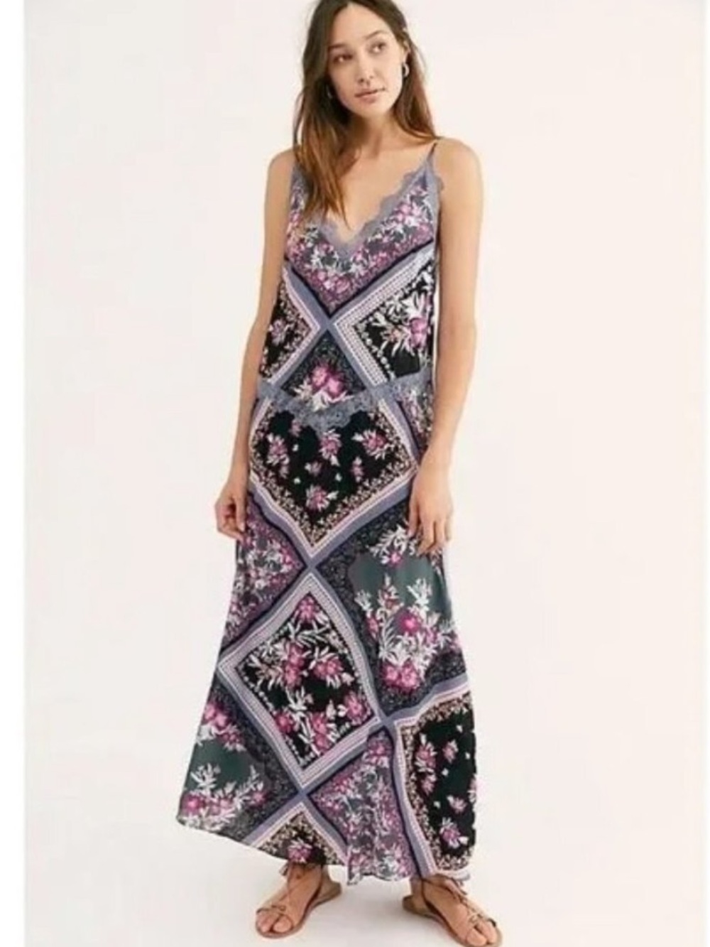 Free People Stevie Maxi Dress Lace Trim Size Small